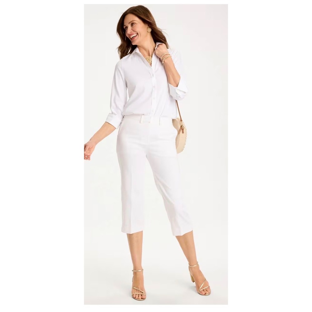 Chico's Travelers White Pull On Capri Pants Size 0.5 Small Cropped Trousers